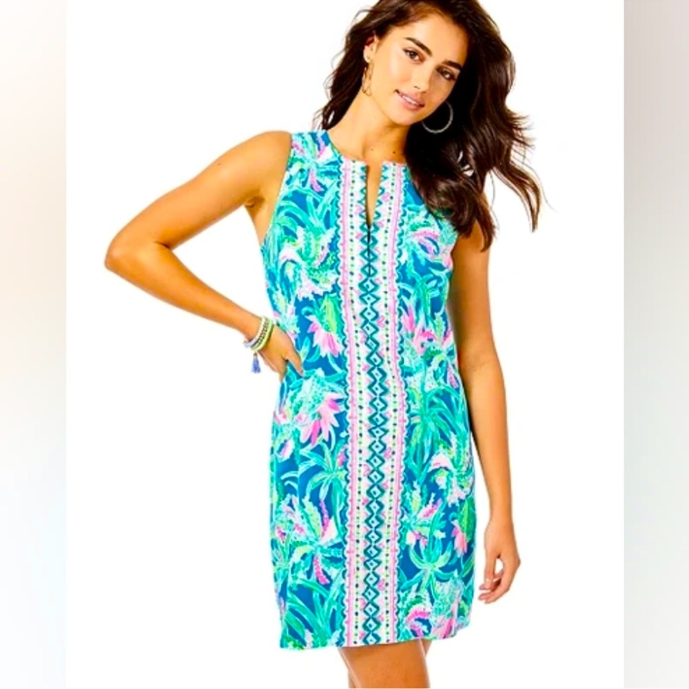 Lilly Pulitzer Kelby Stretch Shift Macaw Blue Sweet Escape Engineered size 12